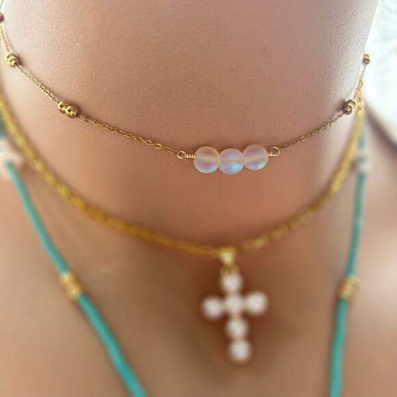 Dainty mermaid choker necklace beach jewelry handmade gold plated non-tarnish - Picture 1 of 4